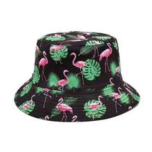1pc Spring/Summer Bucket Hat, Multi-Functional Cone Tree & Flamingo Print Bucket Hat, Outdoor Bucket Hat, Personalized Graffiti Unisex Bucket Hat - Flamingo - View 9