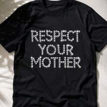 Camiseta "Respect Your Mother", Camiseta Inspirada en  con Diseño de Bola de Discoteca, Ropa para Conciertos - Negro - Ver 1
