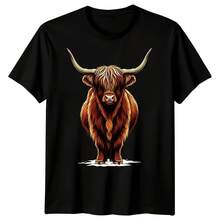 Men's T-Shirt With Highland Cow Design, Scottish Farm Animals - 彩色 - 查看 1