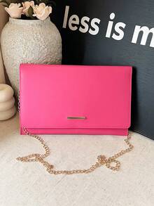 Tas Amplop Warna Solid Desain Niche Fashion 2024, Tas Tangan Wanita Vintage - Hot Pink - View 10