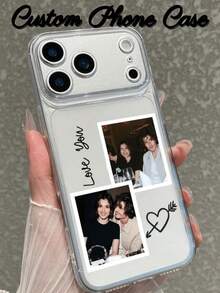 1pc DIY Design Customized Image Phone Case, Name Phone Case, Timeless And Fashionable. A Timeless Customized Phone Case. DIY Customized Phone Case Suitable For S25 Ultra/S25 Plus/S25/S24 Ultra,11/11 Pro/11 Pro Max/12/12 Pro/12 Mini/12 Pro Max/13/13 Pro/1 Pro Max/13 Mini/14/14 Plus/14 Pro/14 Pro Max/15/15 Plus/15 Pro/15 Max/16/16 Plus/16 Pro/16 Pro Max 16E, Android Phones - Clear - View 3