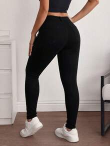 Women's Skinny Jeans With A Figure-Enhancing Design - 黑色 - 查看 5