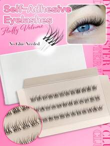 Waloshow Customized High-End Natural Long False Eyelashes, Soft C/D Curl Self-Adhesive Cluster Fluffy Eyelash Set, Eyelash Length 11-13mm, DIY Eyelash Extension, Lightweight And Fit, Glue-Free Eyelash Extension - C - View 3