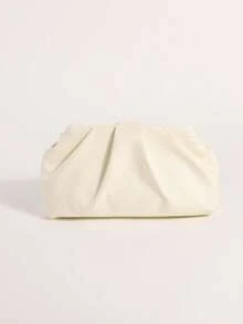 SCULPTEDSTYLE BAGS 1件米色柔軟蕾絲花卉貼花亮片拼接花紋壓褶雲朵手拿包 女款手提包 高端質感時尚手拿包 米色小亮片裝飾 女款鏈條斜背包 波希米亞風 適合海灘度假旅遊休閒使用 - 米色 - 查看 4