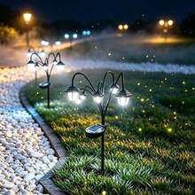 Outdoor Solar Wasserdichte Laterne (1 Stück) - Vintage Garten Stil Design - Weißes LED Licht - Dekorative Ambient Beleuchtung für Veranda, Gehweg und Garten; 6-Kopf Laterne Bodenleuchte - Weiße Laternen - Übersicht 4