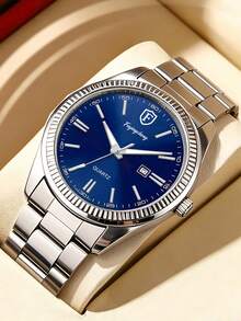 FUYINGCHENG Nouvelle montre-bracelet pour homme d'affaires avec calendrier, en matériau composite, cadran extra large. Montre de luxe pour couple, convient pour le port quotidien, les occasions haut de gamme, la Saint-Valentin, la Fête des Pères - Argent - Voir 12