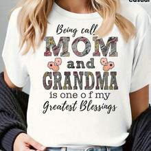 Camiseta de Mujer "Agradecimiento a Mamá y Abuela" - Camiseta cómoda y casual de cuello redondo y manga corta, adecuada para mamá y abuela - Regalo familiar (Negro, Gris, Blanco, Rojo Oscuro - negro - Ver 2