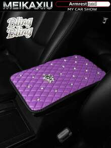 MEIKAXIU 1pc Bling-Bling Diamond Inlaid PU Faux  Crown Comfortable Soft New Car Armrest Pad Universal For Men And Women, All Seasons - one-size - View 11
