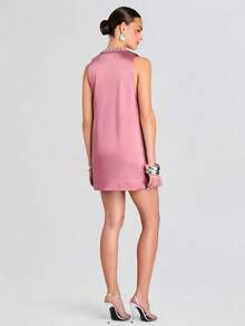Sleeveless Multicolor Dress With Rhinestones, Perfect For Vacations And Casual Wear - A Bestseller - Red - View 4