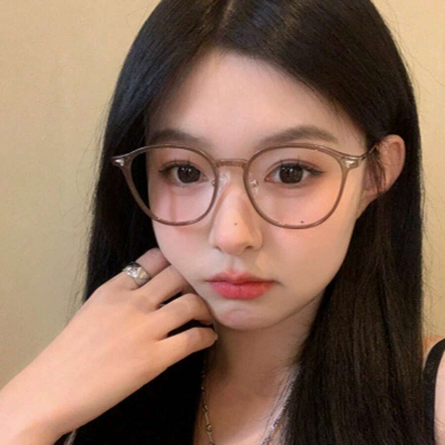 1 Pc Simple Fashion And Classic Round-Shaped Glasses Accessory For Daily Leisure Commute Office,Study,Reading,Party,Vacation,Photography - Multicolor - View 1