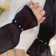 1 Pair Of New Pearl Mesh Sleeve Covers For Women, Ice Sleeves, Summer Driving Gloves, Stylish, Loose Fit, Solid Color, Polyester Fiber (Polyester). - Multicolor - View 2