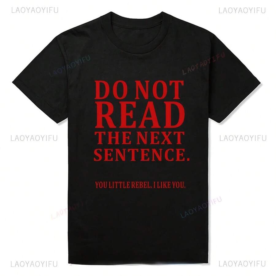 Boys' Cotton T-Shirt, Funny Humor Shirt, Don't Read The Following Sentence, Gag Gift, Harajuku Fashion, Vintage Casual Streetwear - 彩色 - 查看 1