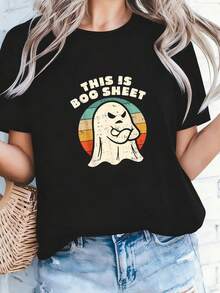 Camiseta Vintage de Manga Corta con Cuello Redondo Pequeño - Negro 1 - Ver 1