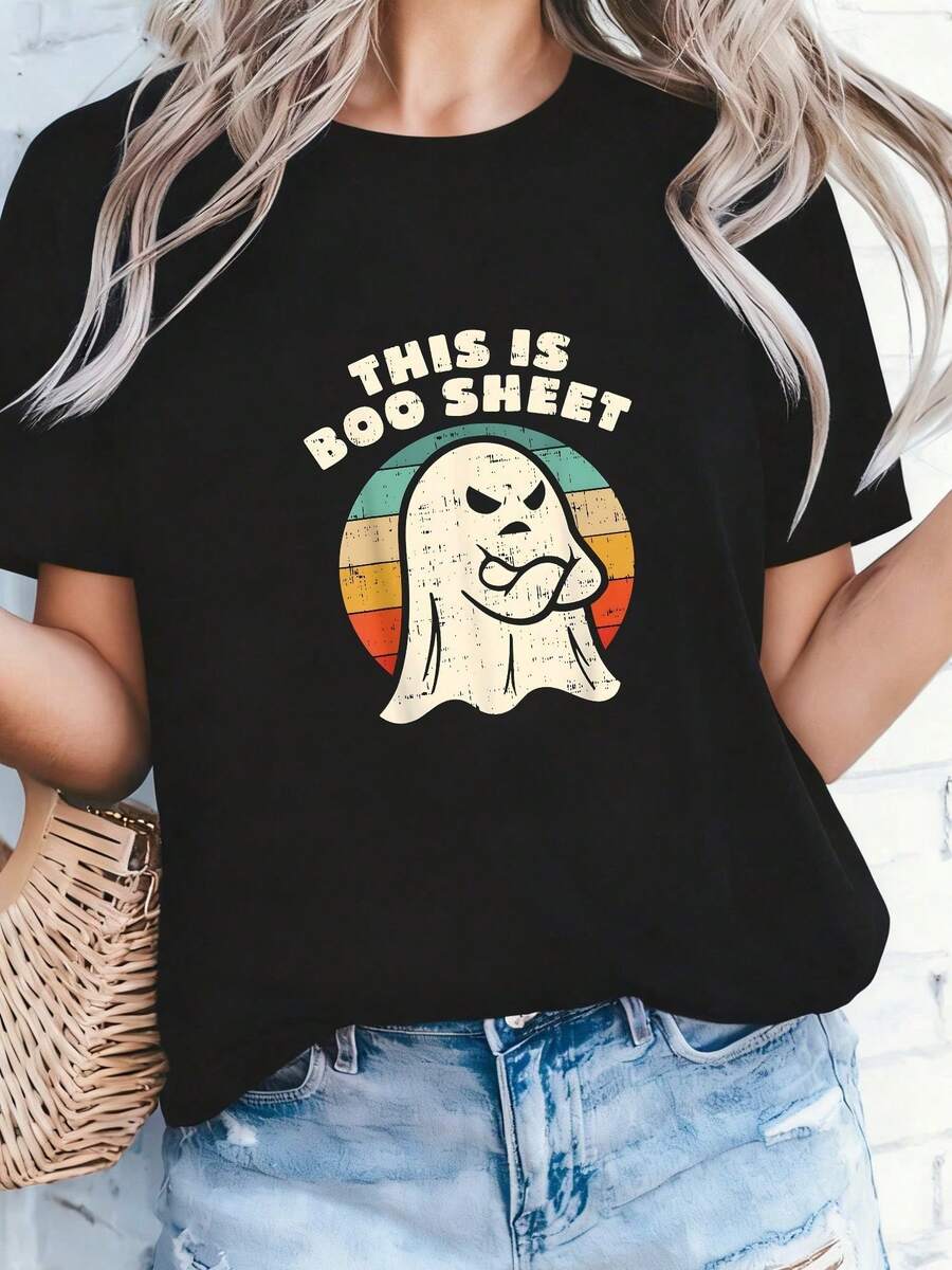 Camiseta Vintage de Manga Corta con Cuello Redondo Pequeño - Negro 1 - Ver 1