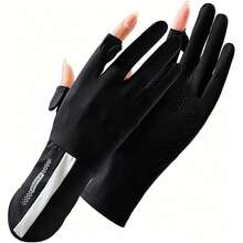 1pc Spring/Autumn/Summer Sun Protection Gloves, Unisex Thin Ice Silk UV Protection, Fingerless Touchscreen Driving Cycling Anti-Slip, Mid-Length Breathable Outdoor Flip-Cover Touchscreen Gloves, Cool Lightweight Ice-Feel Gloves - Multicolor - View 9