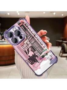 Funda de Silicona Suave con Diseño Creativo y Moderno de Graffiti para Teléfono 16 Promax/16plus/16 Pro/16, 15/14/13/12/11, a Prueba de Golpes y Caídas, con Protección para la Cámara, Orificios Precisos, Material de Bloque Único D E Silicona.Ca para Funda de Teléfono - Morado - Ver 1