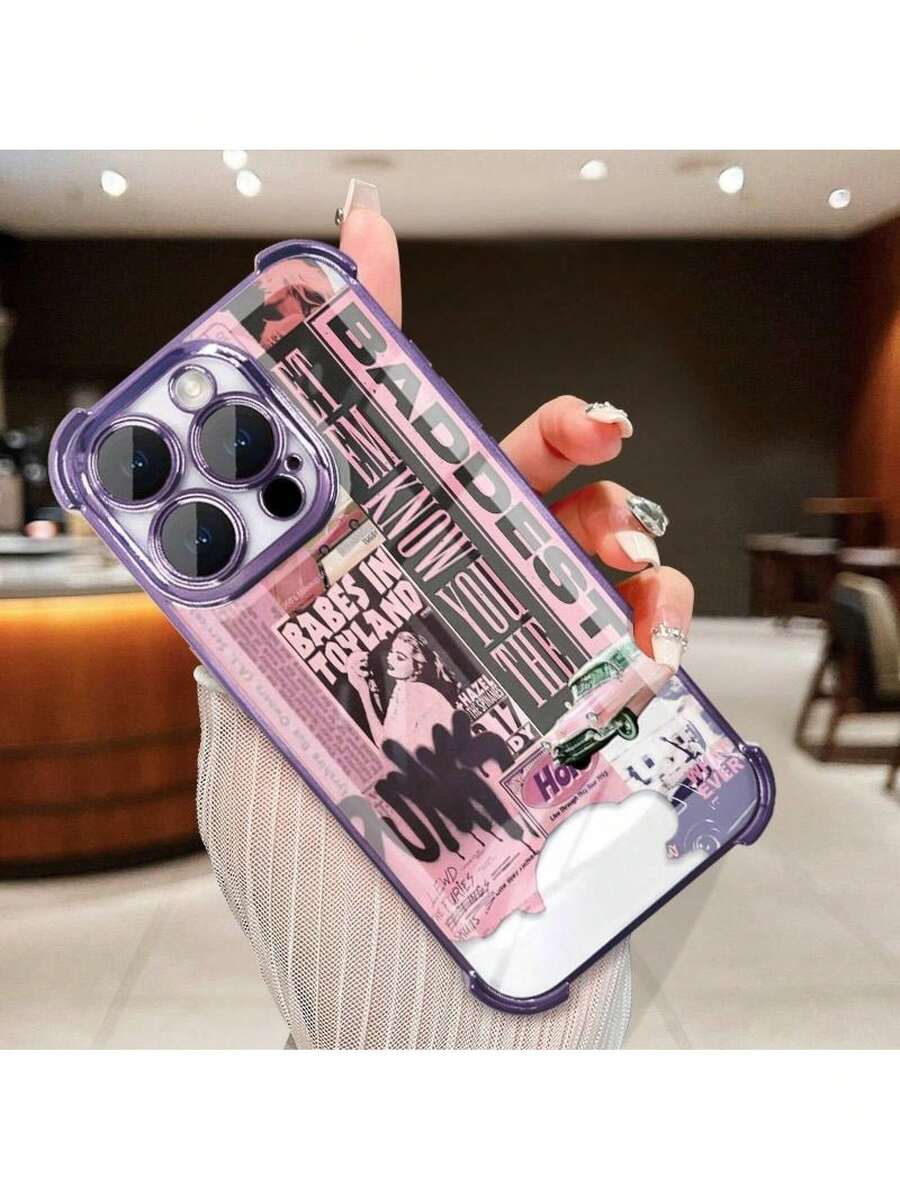 Funda de Silicona Suave con Diseño Creativo y Moderno de Graffiti para Teléfono 16 Promax/16plus/16 Pro/16, 15/14/13/12/11, a Prueba de Golpes y Caídas, con Protección para la Cámara, Orificios Precisos, Material de Bloque Único D E Silicona.Ca para Funda de Teléfono - Morado - Ver 1