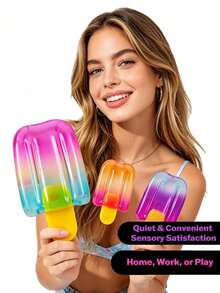 1pc Soft Cute Ice Cream Shaped Squeeze Massage Toy, Gradient Transparent Ice Cream Appearance, Cute Summer Dessert, Transparent Jelly Texture Squeeze Squishy, Graduation Party Beach Party Gift, Soft Squishy, Soft Squeeze Toy, Great Desk Decor, Suitable For Games And Party Favors, Also As A Gift Or Party Favor - Multiple Styles - View 4