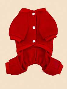1pc English Sports Fleece Hooded Sweatshirt Four-Legged Dog Clothes For Small Dogs, Schnauzer, Pomeranian, Shiba Inu, Autumn - Red - View 7