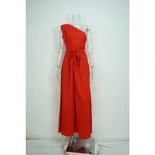 Fashionable Jumpsuit, New Spring Collection For Women, Printed, Off-The-Shoulder And High-Waisted, Elegant And Modern Style - Red - View 3