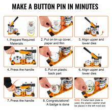 Button Making Machine Kit, Badge Punch Press, 75mm Pin Maker, Button Making Supplies With 500 Button Pieces, Circle Cutter, And Magic Book - Black - View 6