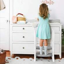 RONIPIC - Taburete de 2 escalones para niños pequeños Taburete Antideslizante para mostrador de Cocina Inodoro para baño Taburete de baño y ayudante de Cocina con pasamanos - Gris - Ver 6