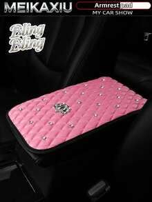MEIKAXIU 1pc Bling-Bling Diamond Inlaid PU Faux  Crown Comfortable Soft New Car Armrest Pad Universal For Men And Women, All Seasons - one-size - View 14