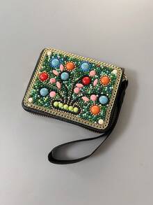 Best-Selling Bohemian Style Money Tree Card Holder, Multiple Pattern Card Pouch, Large Capacity Multi-Functional Card Organizer, Creative Gift Choice For Besties And Yourself - Multicolor - View 12