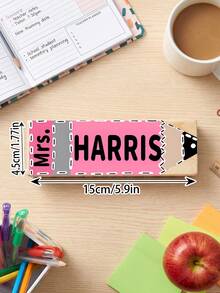 1pc Custom Teacher Name Large Size Chalkboard Eraser, Personalized Wooden Blackboard Eraser With Cute Pencil Design, Customizable Text (Mrs./Ms./Mr. + Name) In Multiple Colors, Ideal Classroom Gift For Teachers, Back To School Gift - Multicolor - View 7