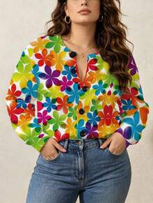 ASHKATIA Sweater Kardigan Vintage Ukuran Besar Wanita, Rajutan Musim Gugur/Musim Dingin untuk Acara Sosial - MultiWarna - View 12