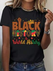 Pan-African T-Shirt For Men And Women - Short Sleeve Crew Neck T-Shirt With Global Solidarity Design In Pan-African Colors, Casual, Suitable For Men And Women, Clothing - 黑 - 查看 1
