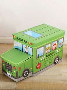 1 Set Children's Car-Shaped Storage Stool, Foldable Multifunctional Cartoon Car Storage Box, Cartoon Heart Multifunctional Stool - Multicolor - View 12