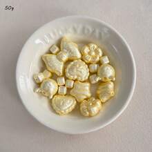 絲綢珍珠心形蝴蝶結五角星正方形不對稱圓形直孔珠飾DIY手機鍊配件 - 彩色 - 查看 7