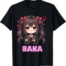 Camiseta de Anime Japonés para Hombre, Diseño Kawaii Chibi Tsundere Baka, Camisetas Gráficas para Hombre para el Verano - Multicolor - Ver 1