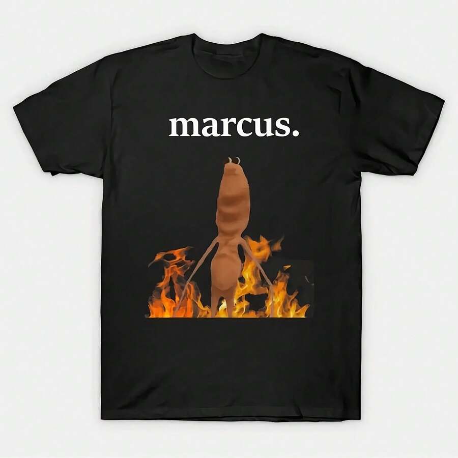 Camiseta Marcus The Worm on Fire Jimbo James para hombre y mujer, 100% algodón, informal, holgada, de manga corta, con gráfico icónico del gusano - Multicolor - Ver 1