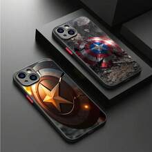 Funda para Teléfono Marvel Capitán América para iPhone 13 Mini 7 8 Plus XR 12 16 14 Pro SE 16e 11 Pro 15 XS Max 13, Cubierta Mate - Negro 4 - Ver 2