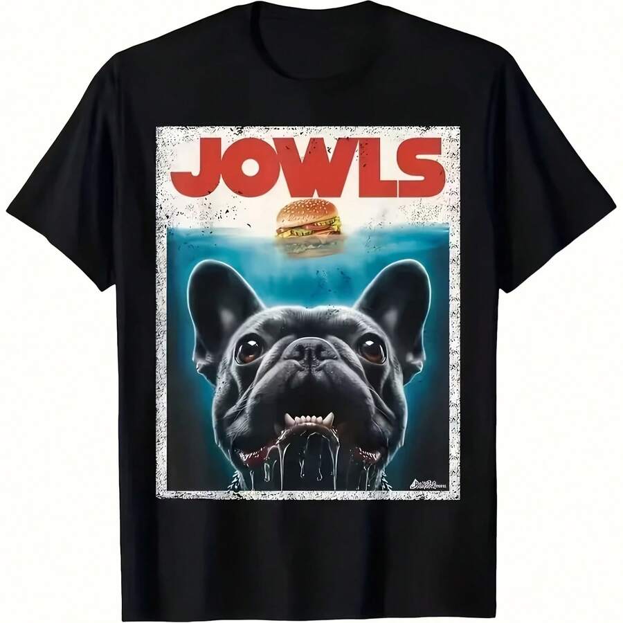 Camiseta Jowls French Bulldog - Camiseta vintage retro con cara de perro y hamburguesa, divertida camiseta para amantes de las mascotas, para hombres y mujeres, ropa de calle, idea de regalo - Multicolor - Ver 1