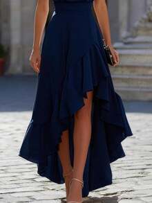 Sophisticated Modern Western-Style Dress For Spring/Summer Season - Black - View 3