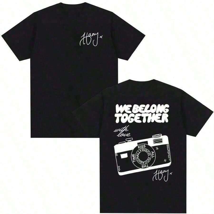 Camiseta Harry Style We Belong To The 2026 Summer Tour Together para Hombre y Mujer, Moda Musical Popular, Algodón - Negro - Ver 1