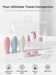 Juego de botellas recargables para viaje, spray, loción, champú, gel de ducha, tubo, envase de cosméticos vacío para líquidos, herramienta portátil de recarga - Multicolor - Ver 3