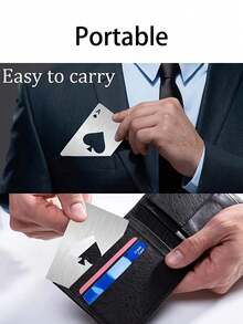 1/2pcs Metal Poker Card Ace Of Spades Bottle Opener, Stainless Steel Portable Beer Opener, Fits Wallet And Pocket, Customized Dual-Color Elegant Card Design, Durable Decorative Accessory, Perfect Gift For Camping, Party And Festival - Multicolor - View 7
