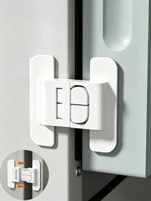 2pcs/4pcs White Refrigerator Lock Clips, Water Dispenser Door And Drawer Cabinet Safety Locks, Storage Cabinet Lock Clips - White - View 2
