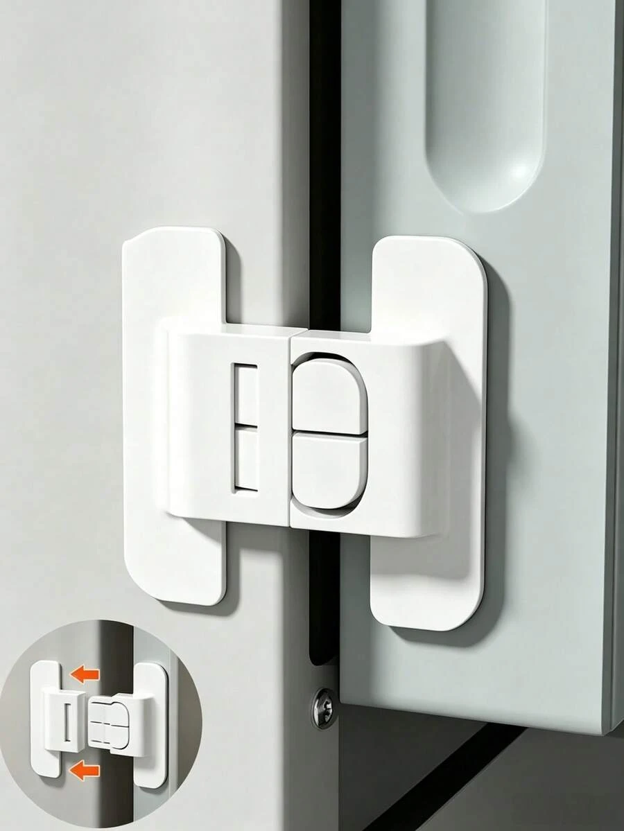 2pcs/4pcs White Refrigerator Lock Clips, Water Dispenser Door And Drawer Cabinet Safety Locks, Storage Cabinet Lock Clips