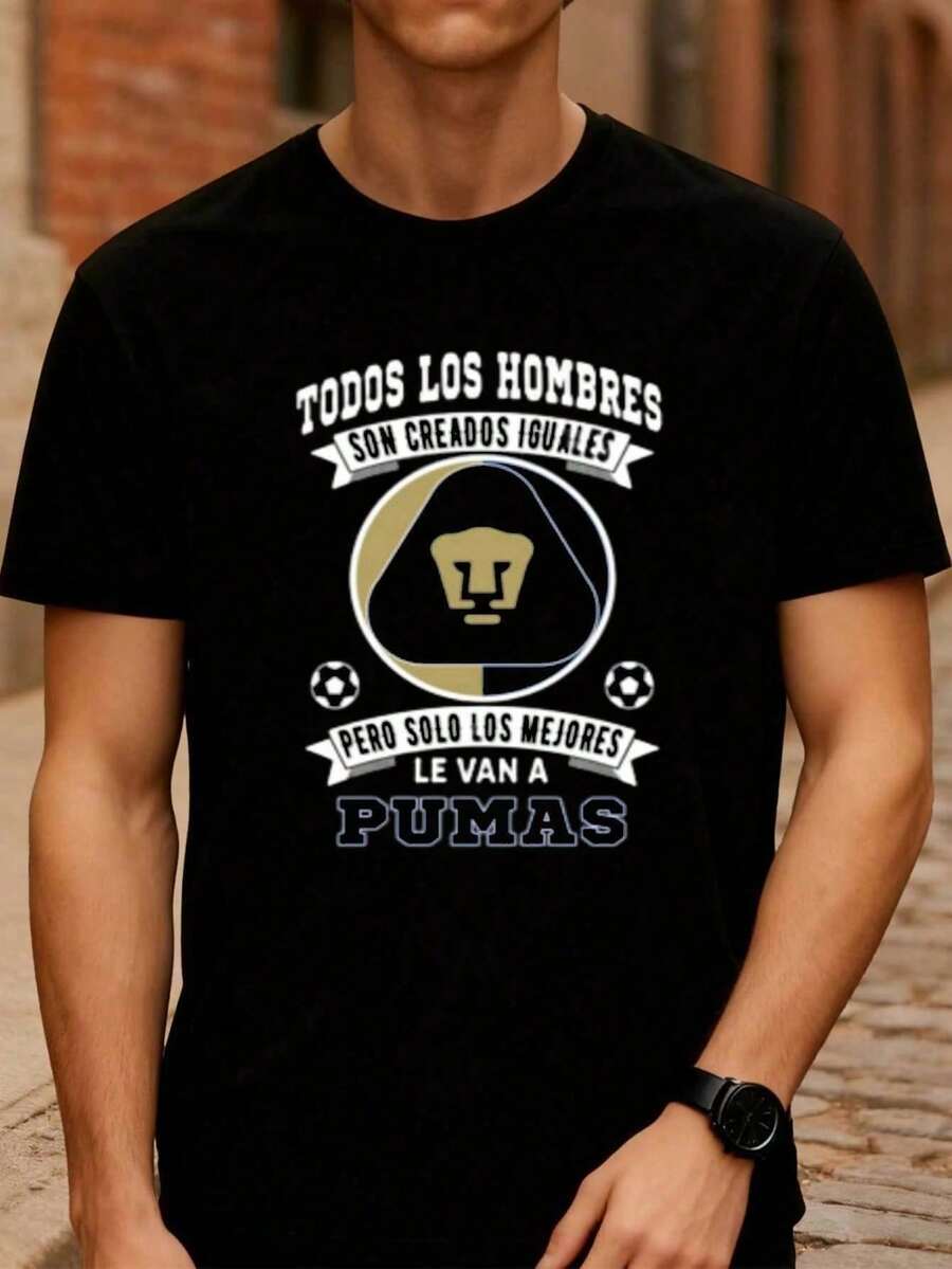 Pumas de la UNAM, la mejor camiseta de fútbol mexicana de Pumas – Camiseta estilo de trabajo americano Pixian AI 01 - Negro - Ver 1