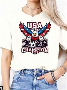 Camiseta temática de la Copa Mundial 2026, Camiseta de Campeón de la Copa Mundial 2026 de EE. UU., Camiseta para Fanáticos del Fútbol de EE. UU., Camiseta de la Copa Mundial, Camiseta con Gr - Blanco - Ver 1