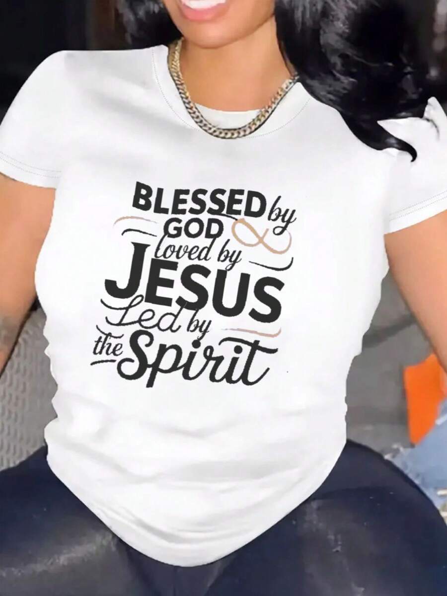 Women's Comfortable Round Neck Casual Cotton Blend Short Sleeve T-Shirt Soft Breathable Top Women's Clothing Summer Spring Streetwear - 黑 - 查看 1