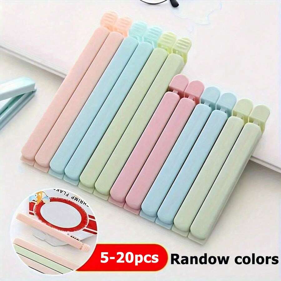 Bộ 5/10 kẹp niêm phong túi đựng thực phẩm, kẹp niêm phong đa năng có thể tái sử dụng giúp giữ thực phẩm tươi ngon, phù hợp với nhiều loại túi nhựa và túi đựng đồ ăn nhẹ, túi đựng đồ dùng nhà bếp và túi bảo quản, phụ kiện nhà bếp, màu ngẫu nhiên.