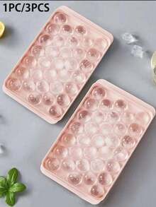 1-3pcs PP Material Ice Cube Trays, Creative Pink Ice Maker Tray, Kitchen Essential, Suitable For Back To School Season [Color May Have Slight Variation; Size Is Manually Measured And May Have Slight Deviation, Packaging Will Be Randomly Distributed] - Pink - View 3