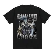 Human By Chance Alpha By Choice Wolf, Funny Meme T-Shirts, Casual Cotton T-Shirt For Men And Women, Oversized Vintage Short Sleeve T-Shirts - 黑色 - 查看 1