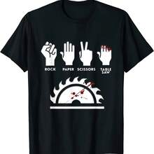 Funny Carpenter T-Shirt With Table Saw And Paper Scissors Rock, Women's Leader T-Shirt, Regular Fitted T-Shirt, Women's Clothing Y2K - 彩色 - 查看 1